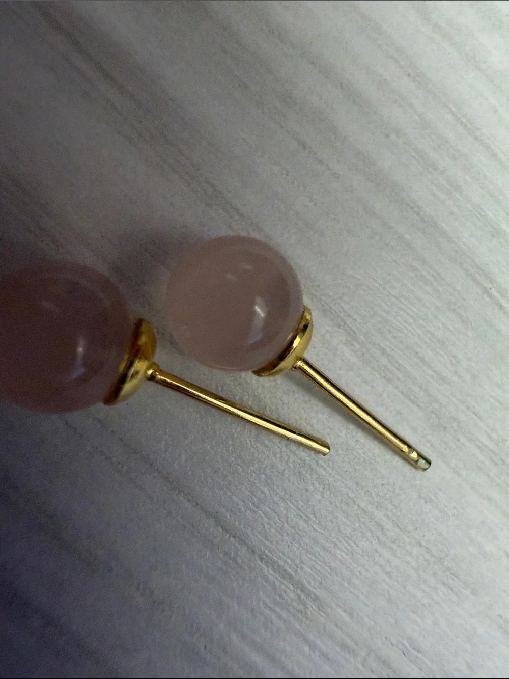 Gold-Trim Pink Stone Stud Earrings - Women Jewelry